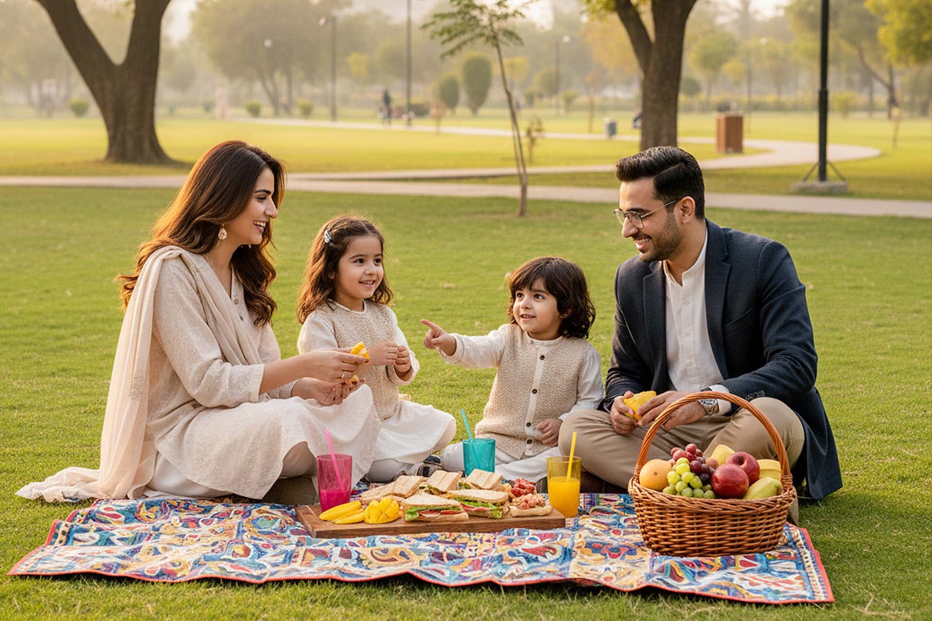 LEORK Hotels guests picnicking on the green lawns of Ayub National Park near Rawalpindi